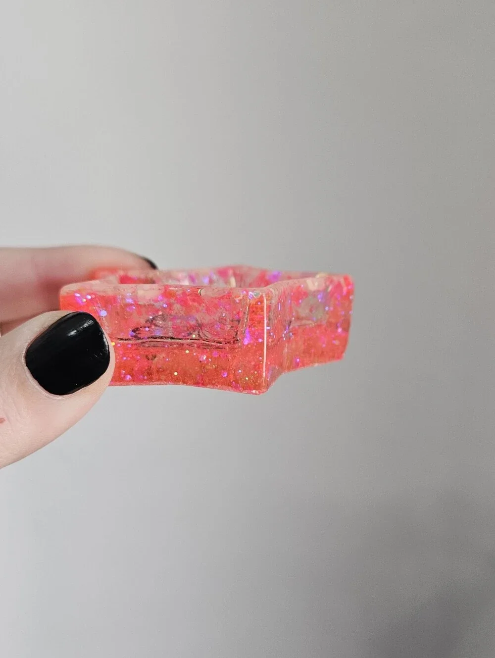 Handmade Pink Star Mini Resin Ring Dish Glow In The Dark Purple Butterfly